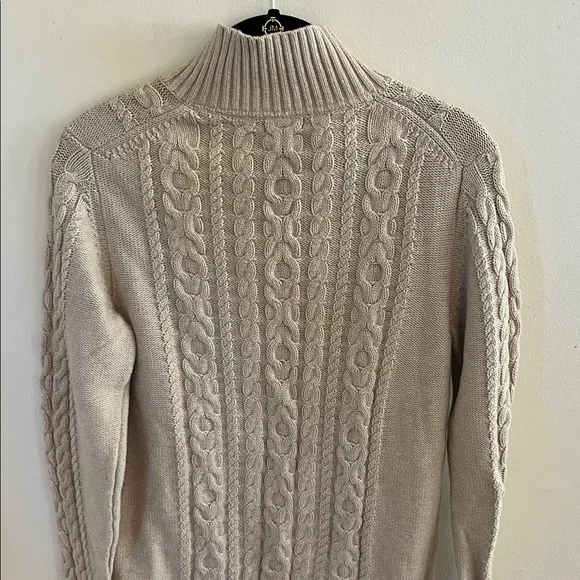 L.L. Bean Beige Knit Zip Up Cardigan - Picture 5 of 7